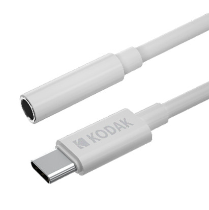 Cable Kodak JACK 3,5 HEMBRA a USB C 10cm blanco